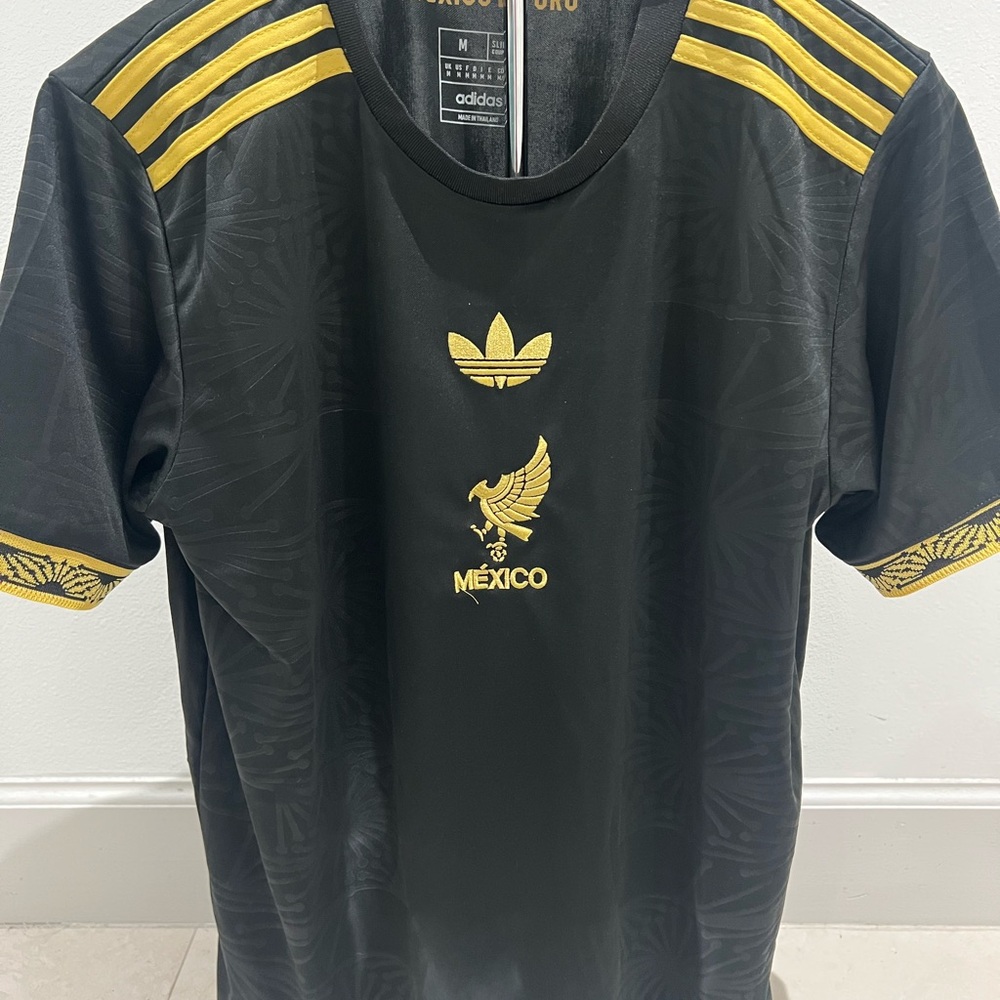Adidas Men's Black and Gold Mexico Jersey